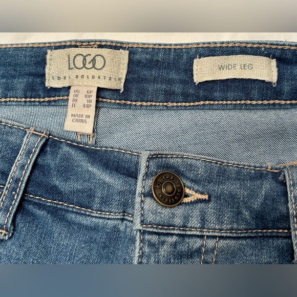 Logo by Lori Goldstein Jeans Size 6P Petite Wide Leg Cropped Raw Hem - Picture 3 of 15